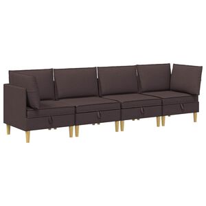 vidaXL Modul&aacute;ris kanap&eacute; szett t&aacute;rol&oacute;val 4 pcs S&ouml;t&eacute;t Barna Sz&ouml;vet