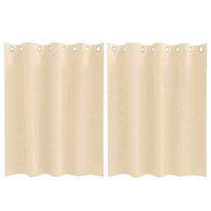 vidaXL Fekete F&uuml;gg&ouml;ny Gyűrűkkel 2 pcs Kr&eacute;m 140 x 140 cm Poli&eacute;szter