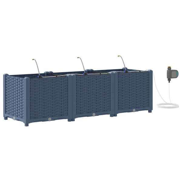 vidaXL Kerti cser&eacute;p 3 pcs Sz&uuml;rke 120 x 40 x 37,5 cm Műanyag