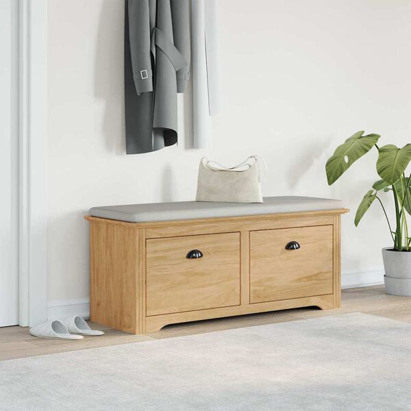 vidaXL Előszoba pad fi&oacute;kkal BODO M&eacute;z barna 118 x 40 x 50 cm Faanyag