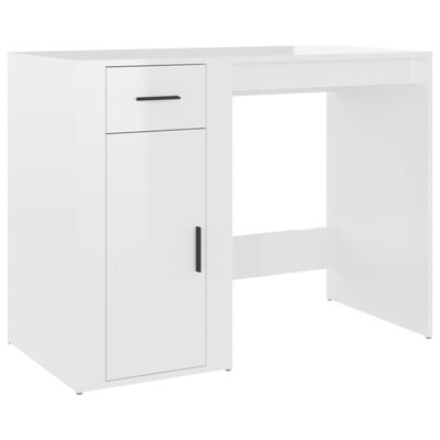 vidaXL magasfényű fehér színű szerelt fa íróasztal 100x49x75 cm