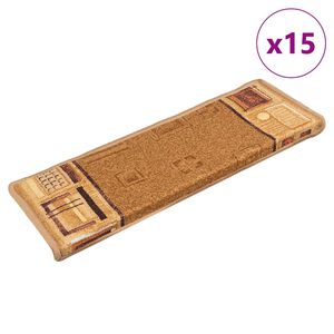 vidaXL 15 db b&eacute;zs &ouml;ntapad&oacute; l&eacute;pcsőszőnyeg 65x21x4 cm