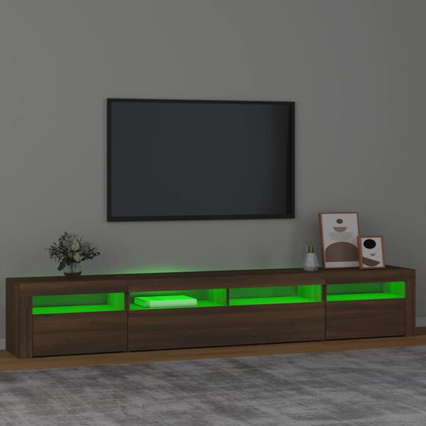 vidaXL barna tölgy színű TV-szekrény LED-lámpákkal 240x35x40 cm