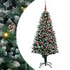 vidaXL Mű kar&aacute;csonyfa 150 LED-del Z&ouml;ld 150 cm PVC &eacute;s Ac&eacute;l &eacute;s Műanyag