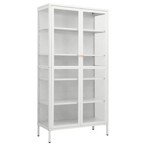 vidaXL feh&eacute;r ac&eacute;l &eacute;s edzett &uuml;veg vitrin 90 x 40 x 180 cm