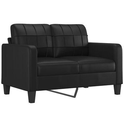 vidaXL 2 személyes fekete műbőr kanapé díszpárnákkal 120 cm