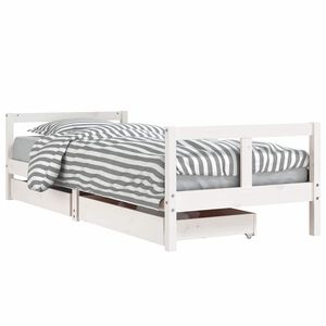 vidaXL feh&eacute;r t&ouml;m&ouml;r fenyőfa gyerek&aacute;gykeret fi&oacute;kokkal 80 x 200 cm