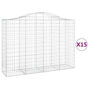 vidaXL 15 db &iacute;ves horganyzott vas gabion kos&aacute;r 200x50x140/160 cm