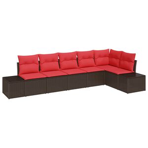 vidaXL Kerti Kanap&eacute; Szett 6 db Barna polirattan