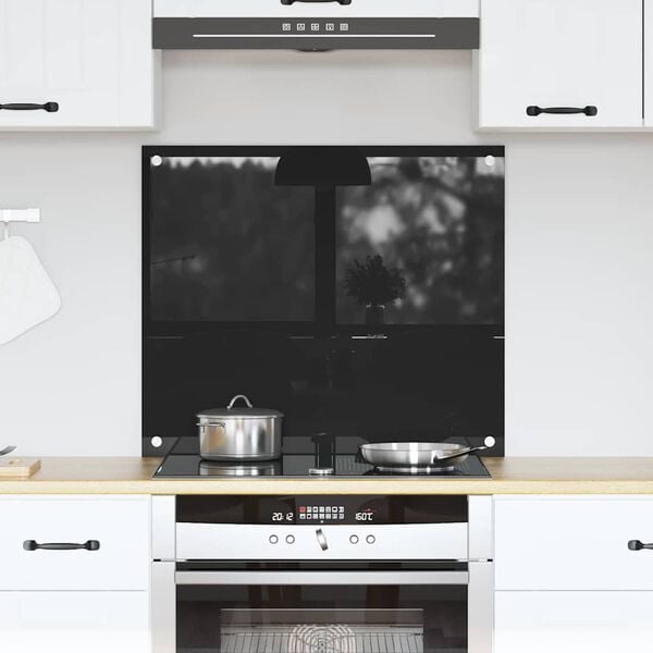vidaXL Konyhai splashback Fekete 70 x 60 cm edzett üveg