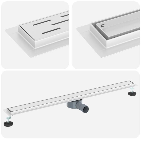 vidaXL Zuhanycsatorna 2 az 1-ben 360&deg;-os szifonnal Ez&uuml;st 100 cm