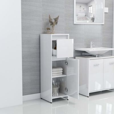 vidaXL magasfényű fehér forgácslap fürdőszobaszekrény 30 x 30 x 95 cm