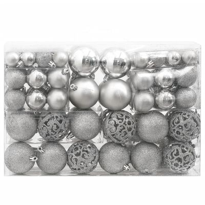 vidaXL 111 részes ezüst polisztirol karácsonyi gömb szett