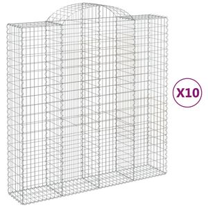 vidaXL 10 db &iacute;ves horganyzott vas gabion kos&aacute;r 200x50x200/220 cm