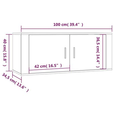 vidaXL 3 db sonoma-tölgyszínű fali TV-szekrény 100 x 34,5 x 40 cm