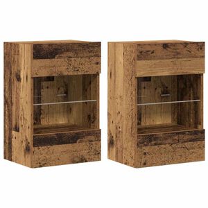 vidaXL 2 db antik fa fali szekr&eacute;nyek LED vil&aacute;g&iacute;t&aacute;ssal TV-hez 40x30x60,5 cm