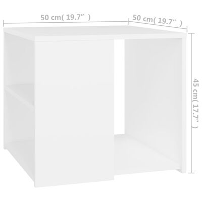vidaXL fehér forgácslap kisasztal 50 x 50 x 45 cm