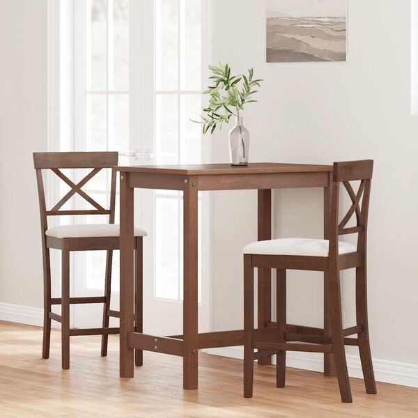 vidaXL 2 db barna tömörfa gumiból bárszékek párnákkal