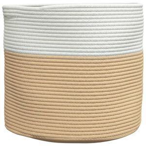 vidaXL b&eacute;zs &eacute;s feh&eacute;r pamut t&aacute;rol&oacute;kos&aacute;r &Oslash;40 x 35 cm
