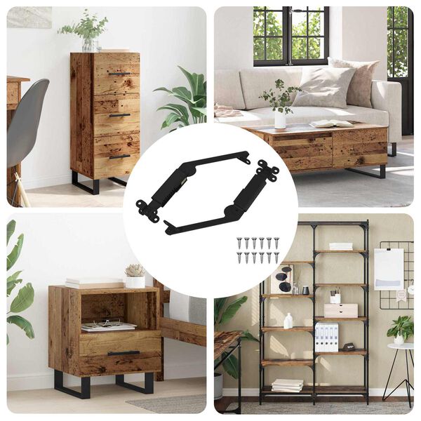 vidaXL Fed&eacute;l T&aacute;mogat&oacute; Zsan&eacute;r 2 pcs Fekete 192 x 32 x 50 mm Ac&eacute;l