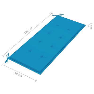vidaXL tömör tíkfa Batavia pad kék párnával 120 cm