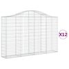 vidaXL 12 db íves horganyzott vas gabion kosár 200x30x120/140 cm