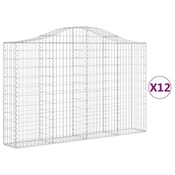 vidaXL 12 db íves horganyzott vas gabion kosár 200x30x120/140 cm