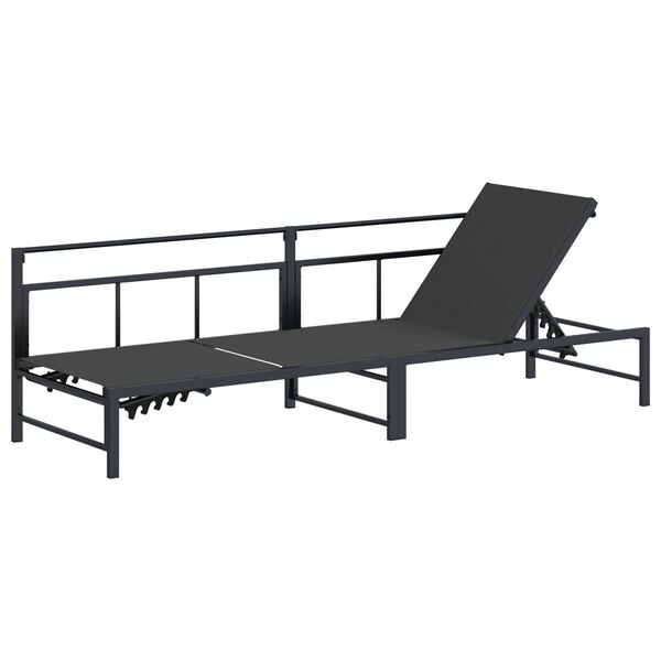 vidaXL Napoz&oacute; Fekete 200 x 62 x 59,5 cm Textil&eacute;n