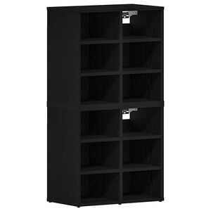 vidaXL Cipőszekr&eacute;ny 2 db 52 x 30 x 50,5 cm Szerelt Fa Fekete T&ouml;lgy