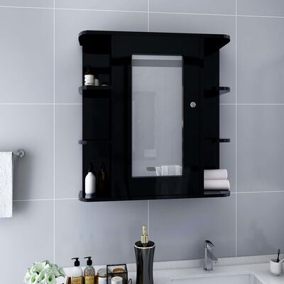 vidaXL fekete MDF tükrös fürdőszobaszekrény 66 x 17 x 63 cm