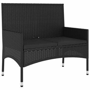 vidaXL fekete 2 szem&eacute;lyes polyrattan kerti pad p&aacute;rn&aacute;val