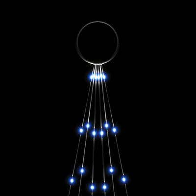 vidaXL karácsonyfa zászlórúdon 108 kék LED-del 180 cm
