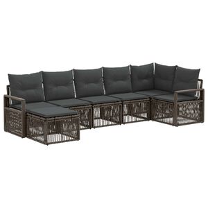 vidaXL Kerti Kanap&eacute; Szett 7 pcs Sz&uuml;rke polirattan