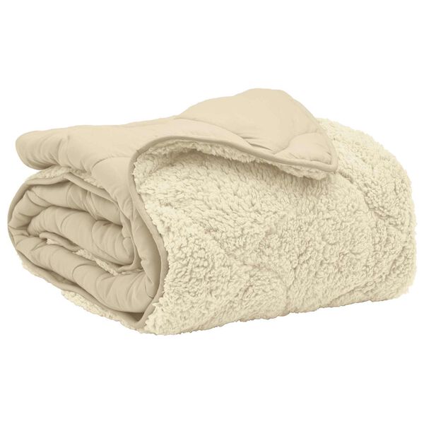 vidaXL T&eacute;li takar&oacute; Kr&eacute;m 200 x 200 cm Mikrosz&aacute;las &eacute;s Teddy pl&uuml;ss