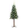 vidaXL Karcsú karácsonyfa 150 LED-del Zöld 150 cm PVC és tömör fenyőfa