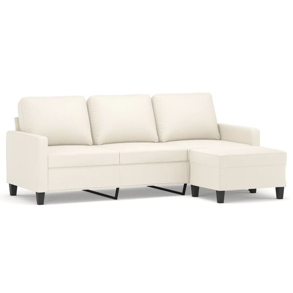 vidaXL 3 szem&eacute;lyes kr&eacute;msz&iacute;nű műbőr kanap&eacute; l&aacute;btart&oacute;val 180 cm