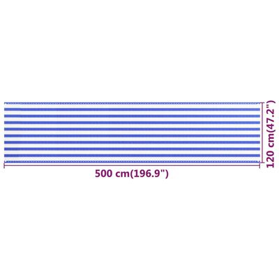 vidaXL kék-fehér HDPE erkélytakaró 120 x 500 cm