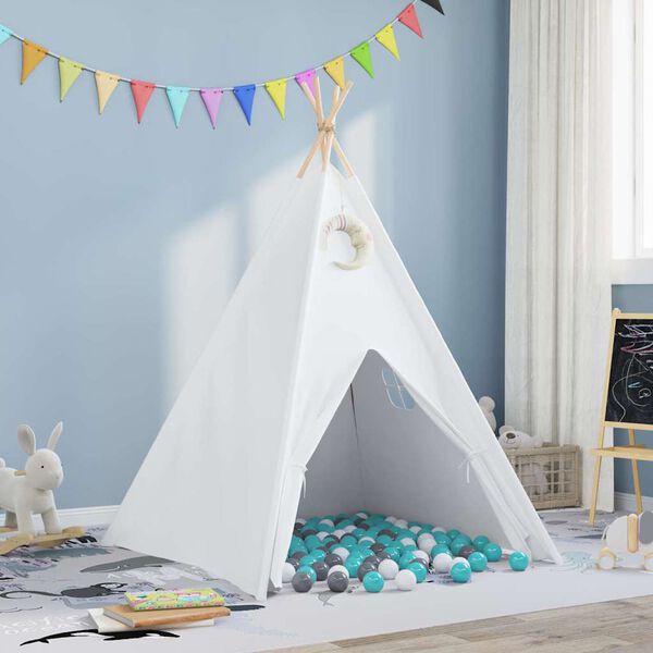 vidaXL Teepee sátor Fehér 120 x 120 x 150 cm Szövet & Műanyag