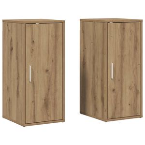 vidaXL 2 db k&eacute;zműves t&ouml;lgy sz&iacute;nű szerelt fa cipőszekr&eacute;ny 32x35x70 cm