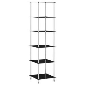 vidaXL 6 szintes fekete edzett &uuml;veg polc 40 x 40 x 160 cm