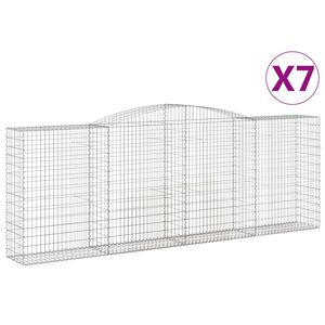 vidaXL 7 db &iacute;ves horganyzott vas gabion kos&aacute;r 400x50x140/160 cm