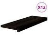 vidaXL l&eacute;pcsőfokok 12 db barna-fekete 70x30x2 cm t&ouml;m&ouml;r fa t&ouml;lgyfa