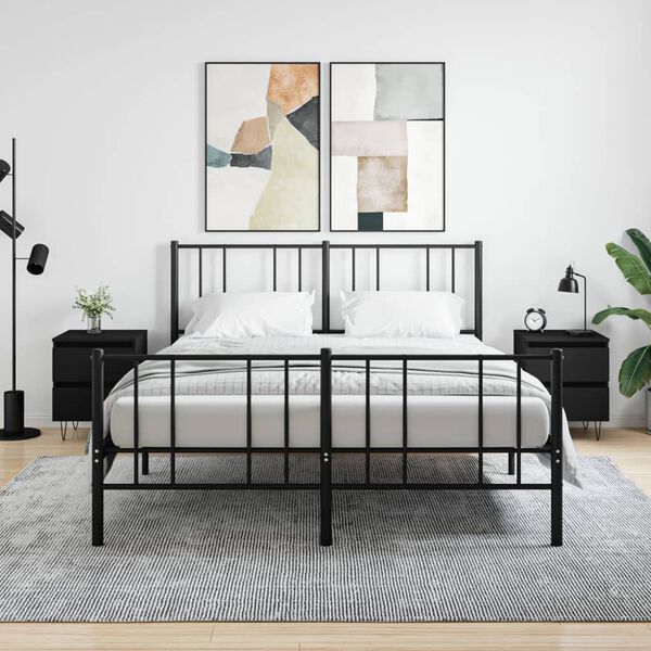 vidaXL 2 db fekete szerelt fa éjjeliszekrény 40 x 35 x 50 cm