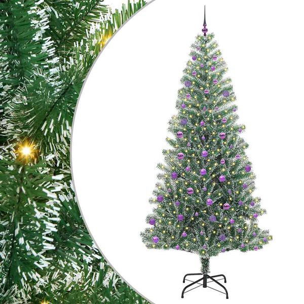 vidaXL Mű kar&aacute;csonyi fa h&oacute;val bor&iacute;tva LED f&eacute;nyekkel 300 LED-del 240 cm