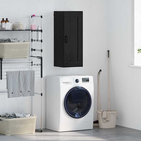 vidaXL Fali szekr&eacute;ny Fekete t&ouml;lgy 34,5 x 34 x 90 cm Faanyag