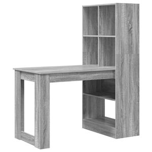 vidaXL Asztal Sz&uuml;rke Sonoma Szerelt Fa 122 x 67 x 145 cm