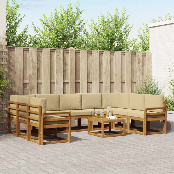 vidaXL K&uuml;lt&eacute;ri kanap&eacute; szett p&aacute;rn&aacute;val 10 pcs Term&eacute;szetes &eacute;s b&eacute;zs