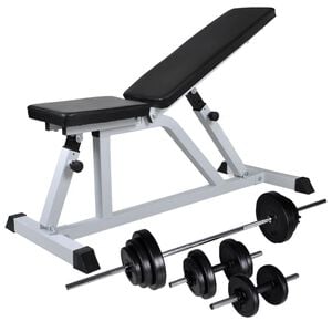 vidaXL edzőpad egykezes &eacute;s k&eacute;tkezes s&uacute;lyz&oacute;k&eacute;szlettel 30,5 kg