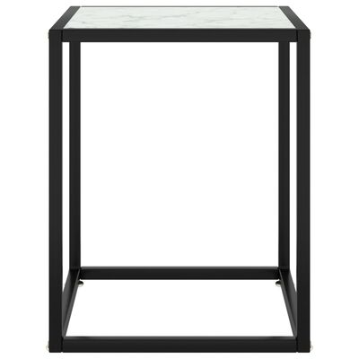 vidaXL fekete dohányzóasztal fehér márvány mintás üveggel 40x40x50 cm