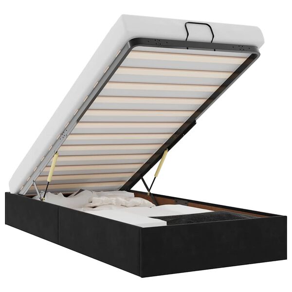 vidaXL Ottomán ágykeret matrac nélkül fekete 90x200 cm bársony